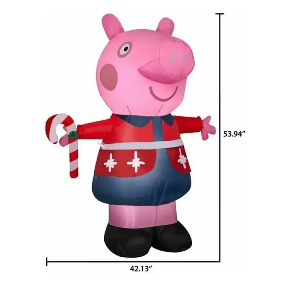 Peppa Pig Christmas Inflatable 4.5 Feet with‎ Candy Cane Gemmy NEW
